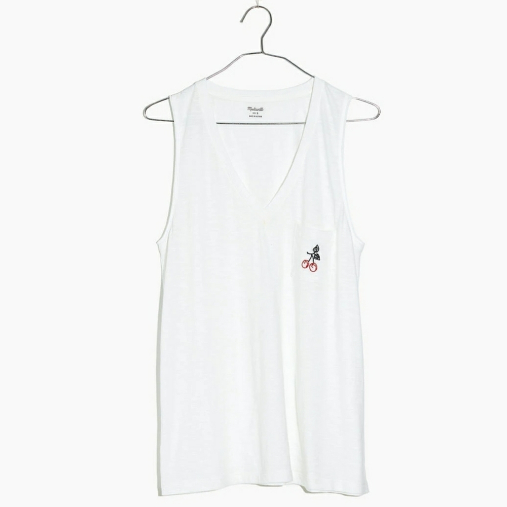 NWT Madewell Tank Top Cherry Whisper Cotton - Picture 4 of 5